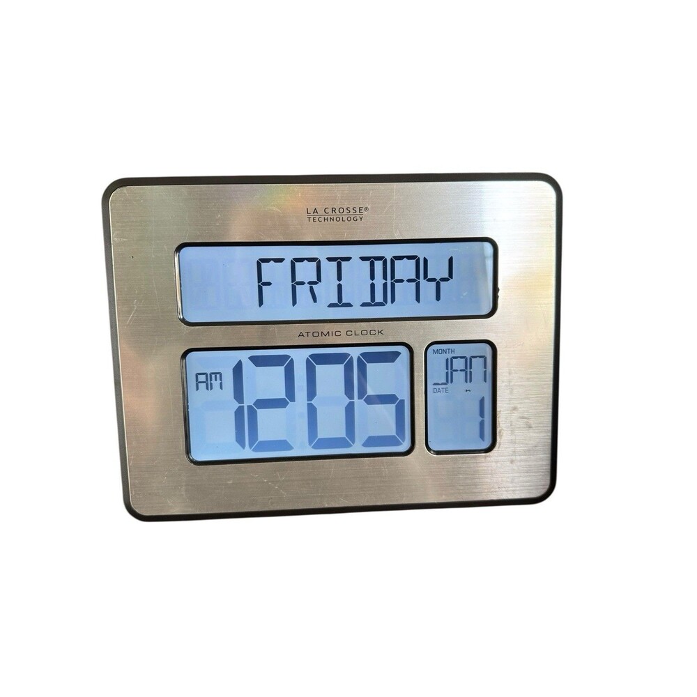 La Crosse Technology Atomic Clock C86279v4- Tested Working Calendar Date Temp